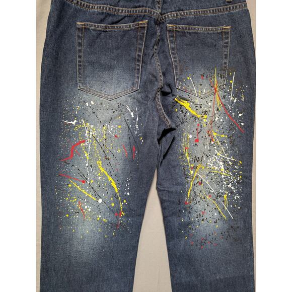Express Junior's‎ Dark Wash Jeans Artist Paint Splatter Graffiti Size 11/12 - Picture 7 of 10